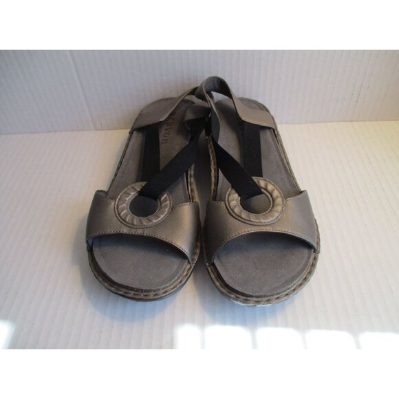 *aravon Taupe Gray Hoop T-Strap Sandal Leather Upper Open Toe - Picture 3 of 11